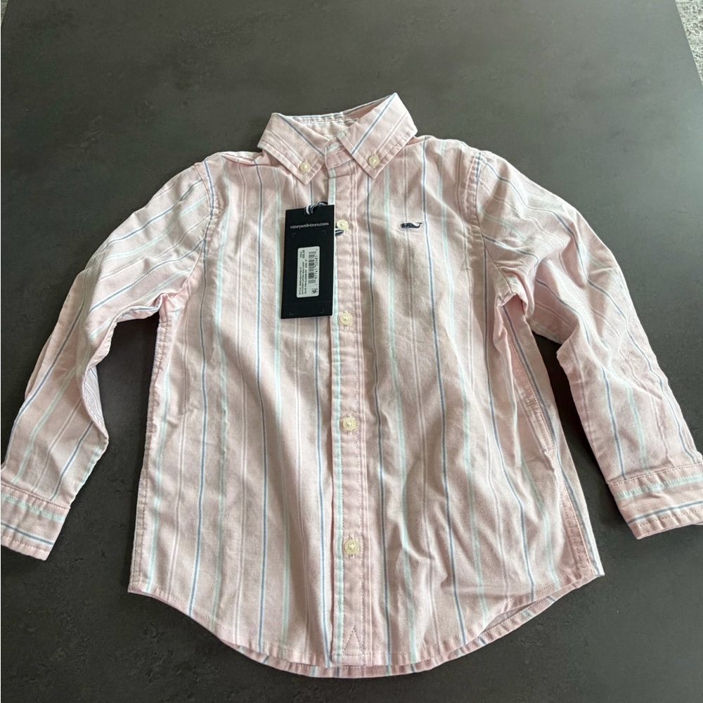 Vineyard Vines Pink and Blue Striped Oxford Shirt